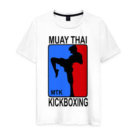 Мужская футболка хлопок с принтом Muay Thai Kickboxing в Екатеринбурге, 100% хлопок | прямой крой, круглый вырез горловины, длина до линии бедер, слегка спущенное плечо. | Тематика изображения на принте: кикбоксинг | муай тай