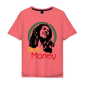 Мужская футболка хлопок Oversize с принтом Saint Bob Marley в Екатеринбурге, 100% хлопок | свободный крой, круглый ворот, “спинка” длиннее передней части | bob marley | saint bob marley | боб марли | музыка | регги