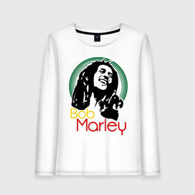 Женский лонгслив хлопок с принтом Saint Bob Marley в Екатеринбурге, 100% хлопок |  | bob marley | saint bob marley | боб марли | музыка | регги