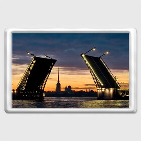Магнит 45*70 с принтом Мосты Спб в Екатеринбурге, Пластик | Размер: 78*52 мм; Размер печати: 70*45 | достопримечательности | мост | мосты | питер | разводной мост