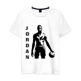 Мужская футболка хлопок с принтом Michael Jordan в Екатеринбурге, 100% хлопок | прямой крой, круглый вырез горловины, длина до линии бедер, слегка спущенное плечо. | michel jordan | nba | джордан | майкл | нба
