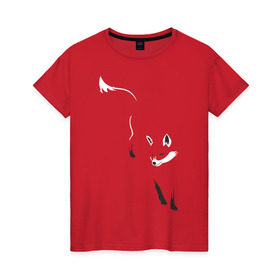 Женская футболка хлопок с принтом Лиса в Екатеринбурге, 100% хлопок | прямой крой, круглый вырез горловины, длина до линии бедер, слегка спущенное плечо | Тематика изображения на принте: девушкам | животные | лисенок | лисица