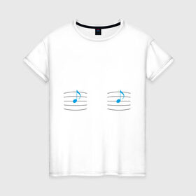 Женская футболка хлопок с принтом Си-си, ноты в Екатеринбурге, 100% хлопок | прямой крой, круглый вырез горловины, длина до линии бедер, слегка спущенное плечо | грудь | музыка | нота | сиси
