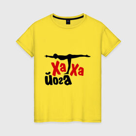 Женская футболка хлопок с принтом Хатха йога в Екатеринбурге, 100% хлопок | прямой крой, круглый вырез горловины, длина до линии бедер, слегка спущенное плечо | занятия | индия | йог | ом | спорт | тренировки