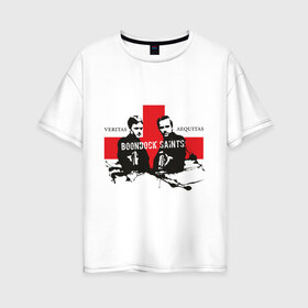 Женская футболка хлопок Oversize с принтом Veritas в Екатеринбурге, 100% хлопок | свободный крой, круглый ворот, спущенный рукав, длина до линии бедер
 | святые из бундока | святые из трущоб