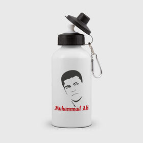 Бутылка спортивная с принтом Muhammad Ali (2) в Екатеринбурге, металл | емкость — 500 мл, в комплекте две пластиковые крышки и карабин для крепления | Тематика изображения на принте: мухаммед али
