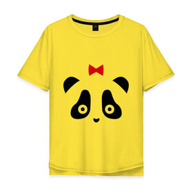 Мужская футболка хлопок Oversize с принтом Панда (женская) в Екатеринбурге, 100% хлопок | свободный крой, круглый ворот, “спинка” длиннее передней части | для влюбленных | для двоих | любовь | медведь | медвежонок | отношения | пара | парные | парочка