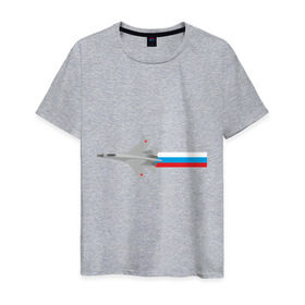 Мужская футболка хлопок с принтом Су - 35 в Екатеринбурге, 100% хлопок | прямой крой, круглый вырез горловины, длина до линии бедер, слегка спущенное плечо. | ввс | военно воздушные силы | самолет | силовые структуры | су 35 | су35