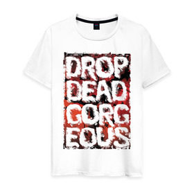 Мужская футболка хлопок с принтом Drop Dead, Gorgeous в Екатеринбурге, 100% хлопок | прямой крой, круглый вырез горловины, длина до линии бедер, слегка спущенное плечо. | drop dead