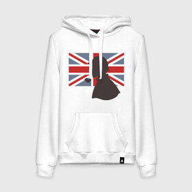 Женская толстовка хлопок с принтом Англия британский флаг в Екатеринбурге, френч-терри, мягкий теплый начес внутри (100% хлопок) | карман-кенгуру, эластичные манжеты и нижняя кромка, капюшон с подкладом и шнурком | лондон