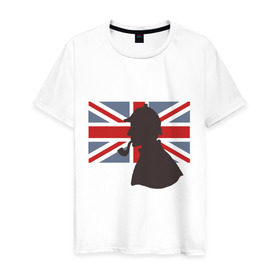 Мужская футболка хлопок с принтом Англия британский флаг в Екатеринбурге, 100% хлопок | прямой крой, круглый вырез горловины, длина до линии бедер, слегка спущенное плечо. | лондон