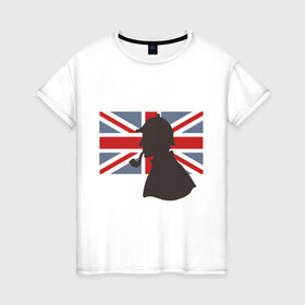 Женская футболка хлопок с принтом Англия британский флаг в Екатеринбурге, 100% хлопок | прямой крой, круглый вырез горловины, длина до линии бедер, слегка спущенное плечо | лондон