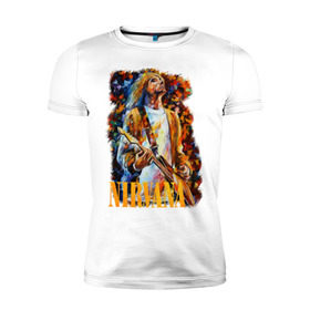 Мужская футболка премиум с принтом Nirvana Kurt Cobain в Екатеринбурге, 92% хлопок, 8% лайкра | приталенный силуэт, круглый вырез ворота, длина до линии бедра, короткий рукав | kurt cobain | nirvana | курт кобейн | нирвана