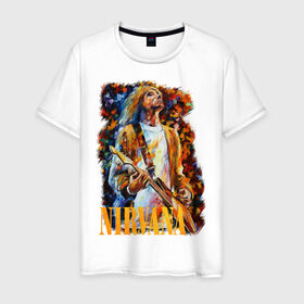 Мужская футболка хлопок с принтом Nirvana Kurt Cobain в Екатеринбурге, 100% хлопок | прямой крой, круглый вырез горловины, длина до линии бедер, слегка спущенное плечо. | kurt cobain | nirvana | курт кобейн | нирвана