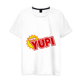 Мужская футболка хлопок с принтом Yupi в Екатеринбурге, 100% хлопок | прямой крой, круглый вырез горловины, длина до линии бедер, слегка спущенное плечо. | 90 | 90 е | yupi | ностальгия | сок юпи | юпи