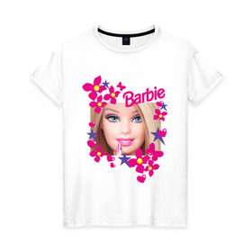Женская футболка хлопок с принтом Барби красавица в Екатеринбурге, 100% хлопок | прямой крой, круглый вырез горловины, длина до линии бедер, слегка спущенное плечо | 90 | 90 е | barbie | барби | ностальгия