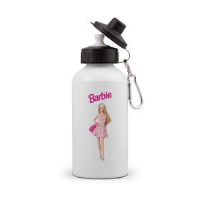Бутылка спортивная с принтом Барби на прогулке в Екатеринбурге, металл | емкость — 500 мл, в комплекте две пластиковые крышки и карабин для крепления | 90 | 90 е | barbie | барби | ностальгия