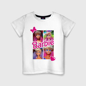 Детская футболка хлопок с принтом Куклы Барби в Екатеринбурге, 100% хлопок | круглый вырез горловины, полуприлегающий силуэт, длина до линии бедер | Тематика изображения на принте: 90 | 90 е | barbie | барби | ностальгия