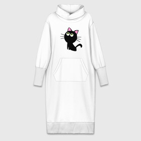 Платье удлиненное хлопок с принтом Маленький котенок в Екатеринбурге,  |  | киса | котенок | котик | кошка | черная кошка | черный кот