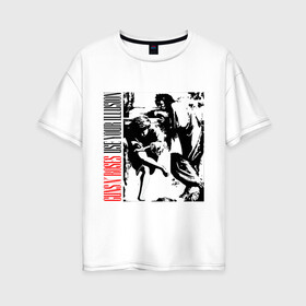 Женская футболка хлопок Oversize с принтом GNR в Екатеринбурге, 100% хлопок | свободный крой, круглый ворот, спущенный рукав, длина до линии бедер
 | gnr | guns n roses | rock | музыка | музыкальные группы | рок | рок группы