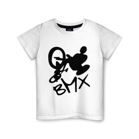 Детская футболка хлопок с принтом BMX в Екатеринбурге, 100% хлопок | круглый вырез горловины, полуприлегающий силуэт, длина до линии бедер | Тематика изображения на принте: bmx | extreme | бмх | экстрим