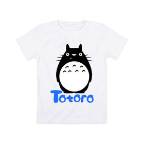Детская футболка хлопок с принтом Totoro черный в Екатеринбурге, 100% хлопок | круглый вырез горловины, полуприлегающий силуэт, длина до линии бедер | Тематика изображения на принте: anime | totoro | аниме | анимэ. мой сосед тоторо | тоторо