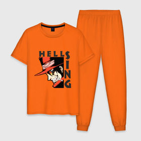 Мужская пижама хлопок с принтом Hellsing Алукард в Екатеринбурге, 100% хлопок | брюки и футболка прямого кроя, без карманов, на брюках мягкая резинка на поясе и по низу штанин
 | Тематика изображения на принте: anime | hellsing | аниме | анимэ | манга | хеллсинг
