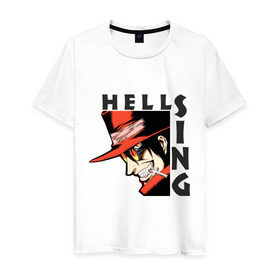 Мужская футболка хлопок с принтом Hellsing Алукард в Екатеринбурге, 100% хлопок | прямой крой, круглый вырез горловины, длина до линии бедер, слегка спущенное плечо. | Тематика изображения на принте: anime | hellsing | аниме | анимэ | манга | хеллсинг