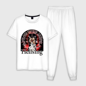 Мужская пижама хлопок с принтом Hellsing символ Алукарда в Екатеринбурге, 100% хлопок | брюки и футболка прямого кроя, без карманов, на брюках мягкая резинка на поясе и по низу штанин
 | anime | hellsing | аниме | анимэ | манга | хеллсинг