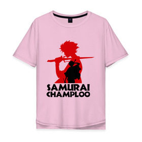 Мужская футболка хлопок Oversize с принтом Самурай Champloo в Екатеринбурге, 100% хлопок | свободный крой, круглый ворот, “спинка” длиннее передней части | Тематика изображения на принте: anime | samurai champloo | аниме | анимэ | самурай чамплу