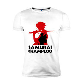 Мужская футболка премиум с принтом Самурай Champloo в Екатеринбурге, 92% хлопок, 8% лайкра | приталенный силуэт, круглый вырез ворота, длина до линии бедра, короткий рукав | anime | samurai champloo | аниме | анимэ | самурай чамплу
