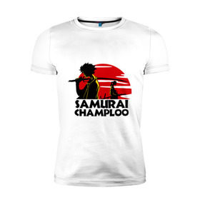 Мужская футболка премиум с принтом Самурай Champloo закат в Екатеринбурге, 92% хлопок, 8% лайкра | приталенный силуэт, круглый вырез ворота, длина до линии бедра, короткий рукав | anime | samurai champloo | аниме | анимэ | самурай чамплу