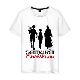 Мужская футболка хлопок с принтом Самурай Чамплоо в Екатеринбурге, 100% хлопок | прямой крой, круглый вырез горловины, длина до линии бедер, слегка спущенное плечо. | anime | samurai champloo | аниме | анимэ | самурай чамплу