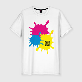 Мужская футболка премиум с принтом blur design в Екатеринбурге, 92% хлопок, 8% лайкра | приталенный силуэт, круглый вырез ворота, длина до линии бедра, короткий рукав | qr | кляксы | код | разноцветные | шифр | яркие