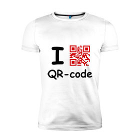 Мужская футболка премиум с принтом I love QR-code в Екатеринбурге, 92% хлопок, 8% лайкра | приталенный силуэт, круглый вырез ворота, длина до линии бедра, короткий рукав | qr код | интернет | технологии | шифр