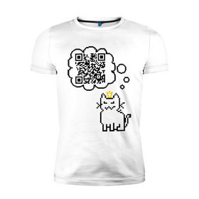 Мужская футболка премиум с принтом Коты правят миром в Екатеринбурге, 92% хлопок, 8% лайкра | приталенный силуэт, круглый вырез ворота, длина до линии бедра, короткий рукав | qr код | в короне | код | кот | котенок | куар | кьюар