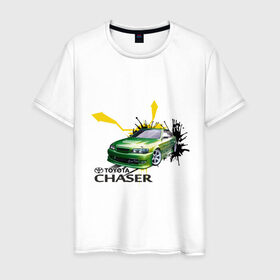 Мужская футболка хлопок с принтом toyota chaser зеленая в Екатеринбурге, 100% хлопок | прямой крой, круглый вырез горловины, длина до линии бедер, слегка спущенное плечо. | chaser | toyota | toyota chaser зеленая | зеленая | тоета | тойета | тойота