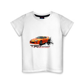 Детская футболка хлопок с принтом toyota supra TRD в Екатеринбурге, 100% хлопок | круглый вырез горловины, полуприлегающий силуэт, длина до линии бедер | Тематика изображения на принте: tourer | toyota supra | супра | тойота | японские автомобили