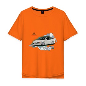 Мужская футболка хлопок Oversize с принтом Honda ACCORD в Екатеринбурге, 100% хлопок | свободный крой, круглый ворот, “спинка” длиннее передней части | honda | honda accord | tourer | хонда аккорд | японские автомобили