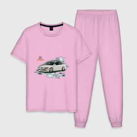 Мужская пижама хлопок с принтом Honda ACCORD в Екатеринбурге, 100% хлопок | брюки и футболка прямого кроя, без карманов, на брюках мягкая резинка на поясе и по низу штанин
 | honda | honda accord | tourer | хонда аккорд | японские автомобили