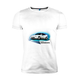 Мужская футболка премиум с принтом Honda INTEGRA в Екатеринбурге, 92% хлопок, 8% лайкра | приталенный силуэт, круглый вырез ворота, длина до линии бедра, короткий рукав | honda interga | tourer | ходна интегра | японские автомобили