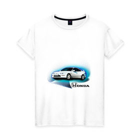 Женская футболка хлопок с принтом Honda INTEGRA в Екатеринбурге, 100% хлопок | прямой крой, круглый вырез горловины, длина до линии бедер, слегка спущенное плечо | honda interga | tourer | ходна интегра | японские автомобили