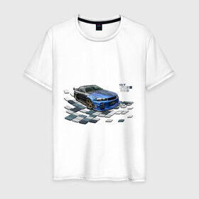 Мужская футболка хлопок с принтом Nisan Skyline в Екатеринбурге, 100% хлопок | прямой крой, круглый вырез горловины, длина до линии бедер, слегка спущенное плечо. | nissan skyline | tourer | ниссан | скайлайн | японские автомобили
