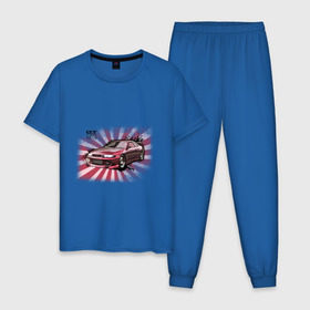 Мужская пижама хлопок с принтом Nisan Skyline красная в Екатеринбурге, 100% хлопок | брюки и футболка прямого кроя, без карманов, на брюках мягкая резинка на поясе и по низу штанин
 | nissan skyline | tourer | ниссан | скайлайн | японские автомобили