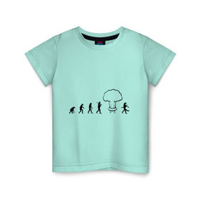 Детская футболка хлопок с принтом Эволюция после взрыва в Екатеринбурге, 100% хлопок | круглый вырез горловины, полуприлегающий силуэт, длина до линии бедер | атомная бомба | мутант | радиация | эволюция | экология | ядерный взрыв