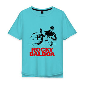 Мужская футболка хлопок Oversize с принтом Rocky Balboa в Екатеринбурге, 100% хлопок | свободный крой, круглый ворот, “спинка” длиннее передней части | boxing | боксер | роки | рокки | рокки бальбоа | спорт