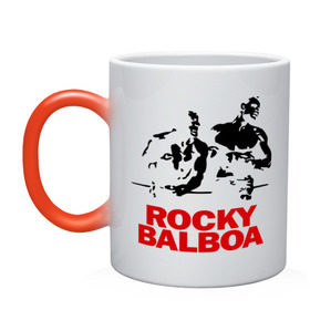 Кружка хамелеон с принтом Rocky Balboa в Екатеринбурге, керамика | меняет цвет при нагревании, емкость 330 мл | boxing | боксер | роки | рокки | рокки бальбоа | спорт