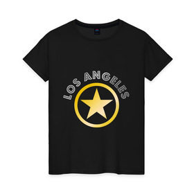 Женская футболка хлопок с принтом Los Angeles в Екатеринбурге, 100% хлопок | прямой крой, круглый вырез горловины, длина до линии бедер, слегка спущенное плечо | америка | голливуд | звезда | лос анджелес | сша
