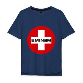 Мужская футболка хлопок Oversize с принтом Eminem знак в Екатеринбурге, 100% хлопок | свободный крой, круглый ворот, “спинка” длиннее передней части | eminm | slim shady | еминем | реп | репчик | рэп