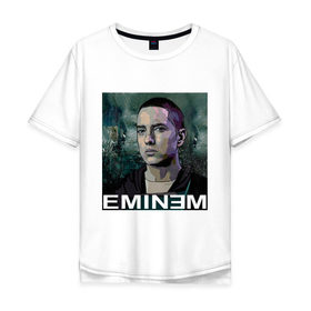 Мужская футболка хлопок Oversize с принтом постер Eminem в Екатеринбурге, 100% хлопок | свободный крой, круглый ворот, “спинка” длиннее передней части | eminm | slim shady | еминем | реп | репчик | рэп